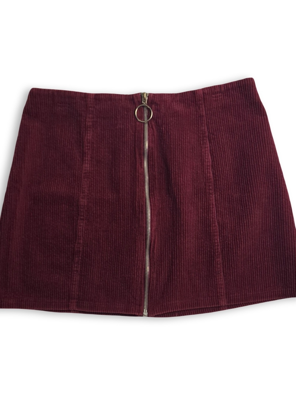 Chloe + Katie Burgundy Corduroy Mini Skirt Ring Zip Cotton Blend XL